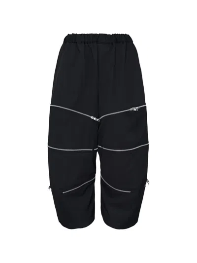 Comme Des Garcons Black Wool Polyester Blend Zip Detail Pants In Black