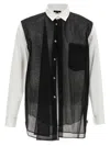 Comme Des Garçons Sheer Overlay Shirt Chest Pocket Detail In Blackwhite