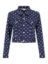 Comme Des Garçons Collared Neck Polka Dot Jacket In Blue