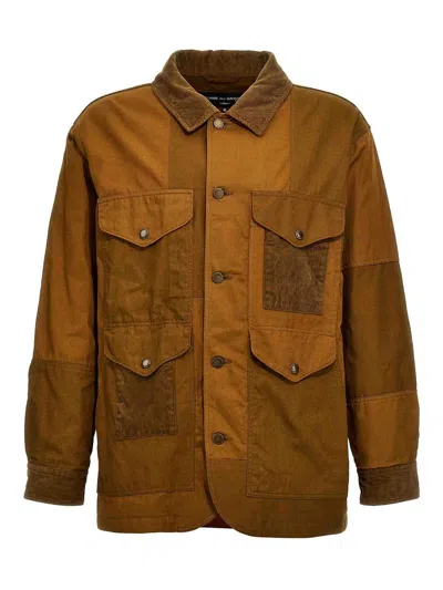 Comme Des Garçons Ribbed Velvet Insert Canvas Jacket In Brown