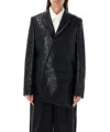 Comme Des Garçons Floral Embroidered Asymmetric Faux Leather Jacket In Black