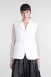 Comme Des Garçons Tulle Blazer Jacket With Micro-flower Overlay In White