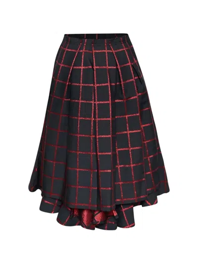 Comme Des Garçons Block-jacquard Ruffled Skirt In Black