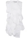 Comme Des Garçons Textured Sleeveless Crew Neck Blouse In White