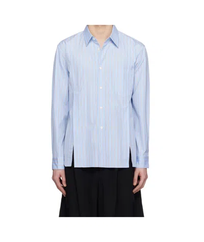 Comme Des Garçons Blue Cotton Broad Stripe Shirt