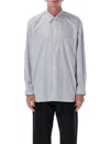Comme Des Garçons Blue Cotton Striped Shirt In Gray
