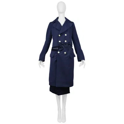 Pre-owned Comme Des Garçons Comme Des Garcons Blue Deconstructed Coat 2008
