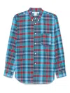 Comme Des Garçons Cerulean Blue Plaid Shirt With Button-down Collar
