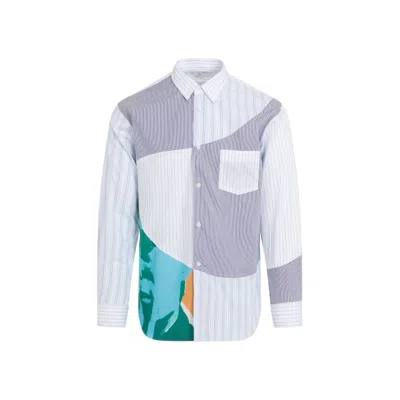 Comme Des Garçons Blue Patchwork Poplin Shirt