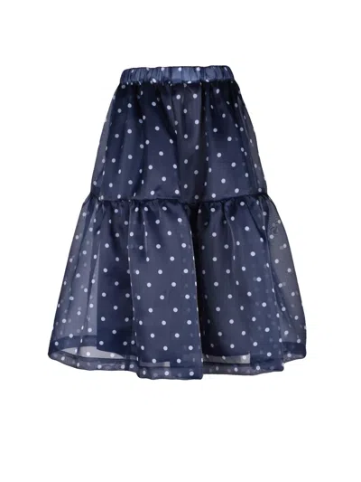 Comme Des Garçons Blue Polka Dot Layered Polyester Midi Skirt