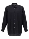 Comme Des Garçons Collared Shirt With Curved Hem And Pocket In Blue