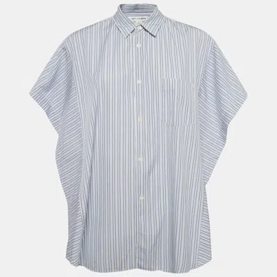 Pre-owned Comme Des Garçons Blue Striped Cotton Side Open Shirt M