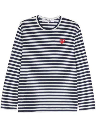 Comme Des Garçons Blue Stripes Round Neck T-shirt