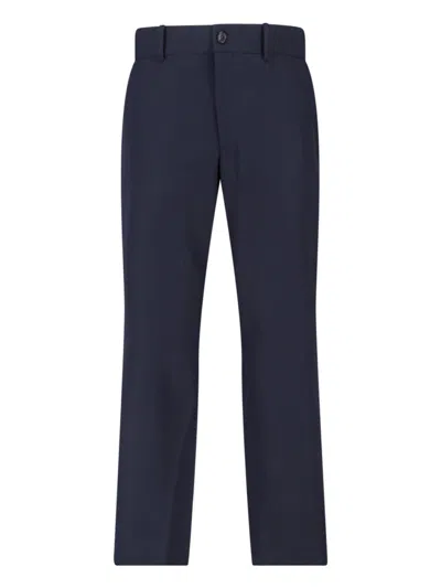 Comme Des Garçons Blue Tailored Straight-leg Wool Trousers In Black