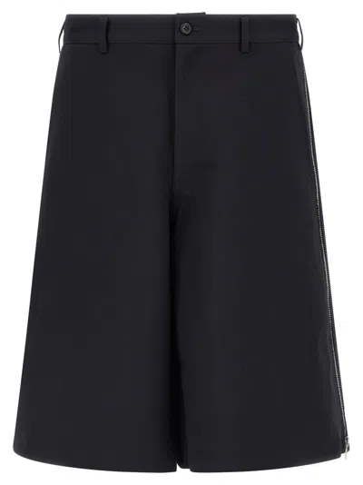 Comme Des Garçons Blue Zip Bermuda Shorts In Brown