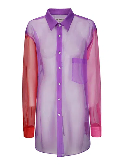 Comme Des Garçons Two -tone Transparent Taffet Shirt In Purple