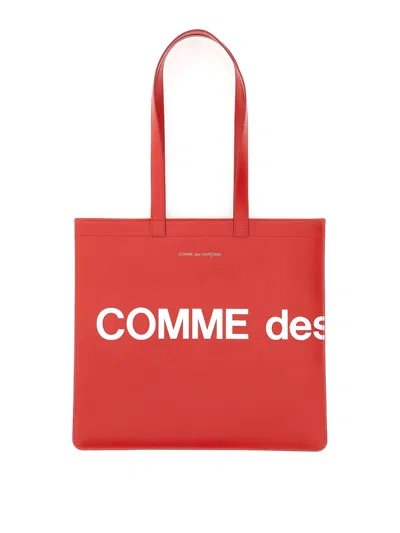 Comme Des Garçons Huge Logo Tote Bag In Red