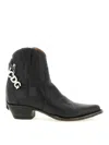Comme Des Garçons Western Mid Heel Boots Pointed Toe Embroidery In Black
