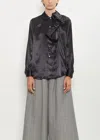 Comme Des Garçons Satin Ruffled Blouse In Black