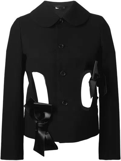 Comme Des Garçons Bow Detail Cut Out Jacket In Black