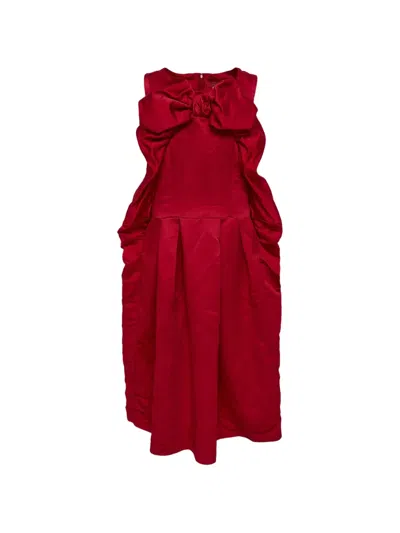 Comme Des Garçons Bow-detail Gathered Dress In Red