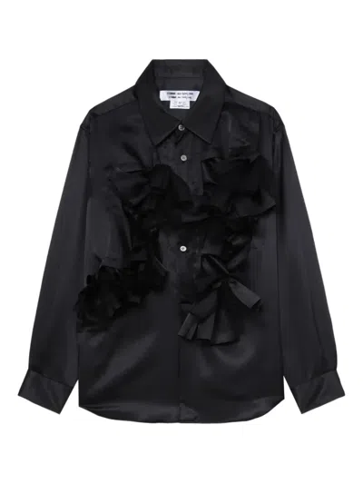 Comme Des Garçons Bow-detail Ruffled Shirt In Black
