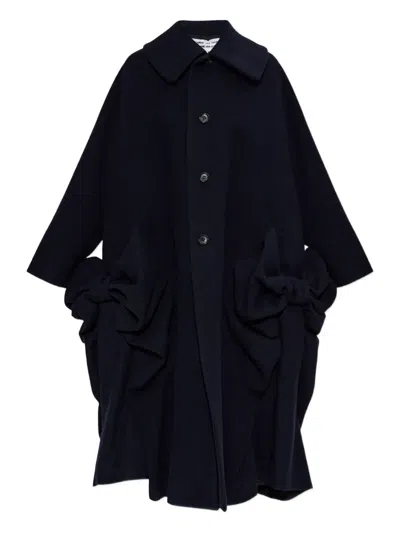 Comme Des Garçons Bow-detail Wool Coat In Blue