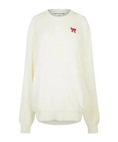 Comme Des Garçons Bow Sweatshirt In White
