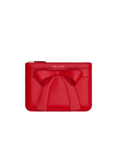 Comme Des Garçons Bow Wallet In Red