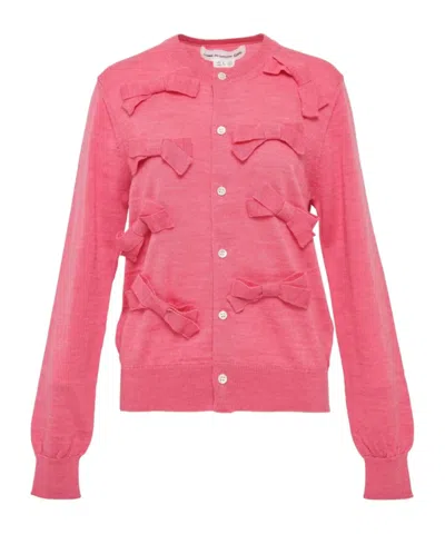 Comme Des Garçons Bow-detail Cardigan In Pink
