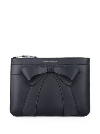 Comme Des Garçons Bow-detail Clutch Bag In Black