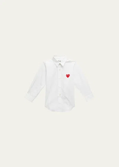 Comme Des Garçons Kids' Boy's Play Button Down Shirt In White