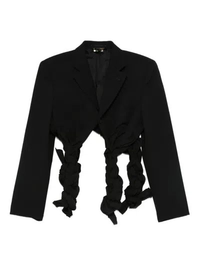 Comme Des Garçons Braided-detail Cropped Jacket In Black