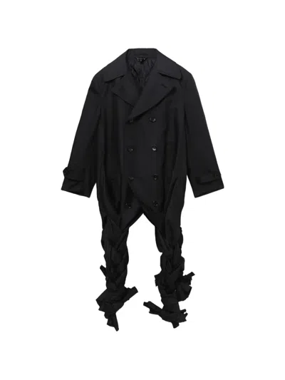 Comme Des Garçons Braided Double-breasted Coat In Black