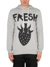 Comme Des Garçons Graphic-print Cotton Hoodie In Grey
