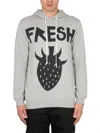 Comme Des Garçons Graphic-print Cotton Hoodie In Grey