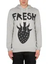 Comme Des Garçons Graphic-print Cotton Hoodie In Grey
