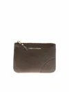 COMME DES GARÇONS BROWN LEATHER PURSE WITH LOGO PRINT