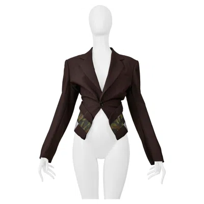 Pre-owned Comme Des Garçons Comme Des Garcons Brown Single Breasted Jacket With Camo Trim 2001