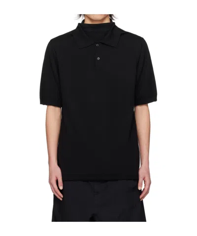 Comme Des Garçons Buckle Short Sleeve Polo Shirt In Black