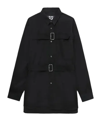 Comme Des Garçons Buckled Cotton Shirt In Black