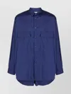 Comme Des Garçons Button-down Collar Long Sleeve Shirt With Pockets In Blue