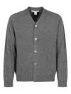 Comme Des Garçons V-neck Long-sleeved Sweater In Gray