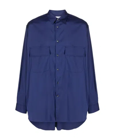 Comme Des Garçons Button-up Long-sleeve Shirt In Blue