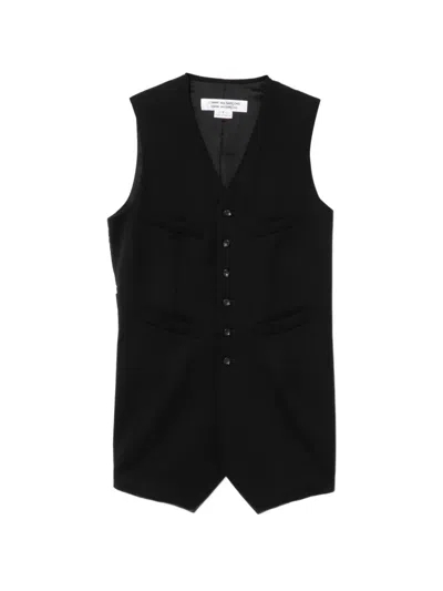 Comme Des Garçons Button Vest Coat In Black