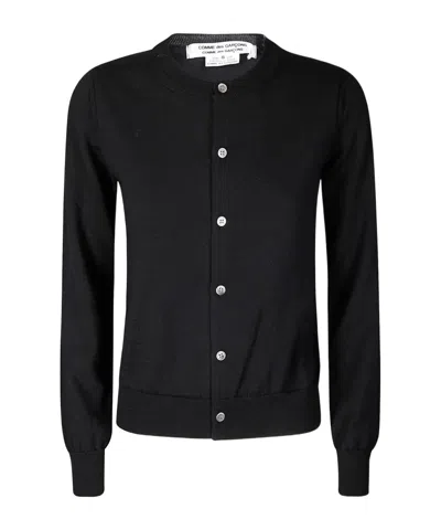 Comme Des Garçons Ribbed-trim Button-up Cardigan In Black