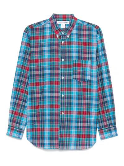 Comme Des Garçons Comme Des Garcons Button-down Collar Shirt With Chest Patch Pocket And Box-pleat Detail In Blue