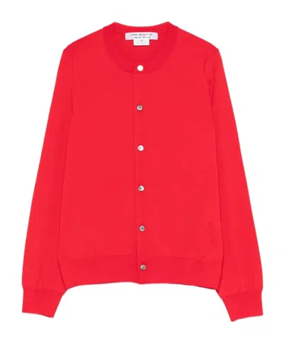 Comme Des Garçons Buttoned Cardigan In Red