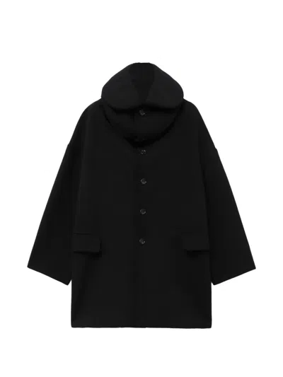 Comme Des Garçons Buttoned Hood Jacket In Black