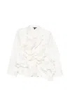 Comme Des Garçons Buttoned Ruffled Blazer In White